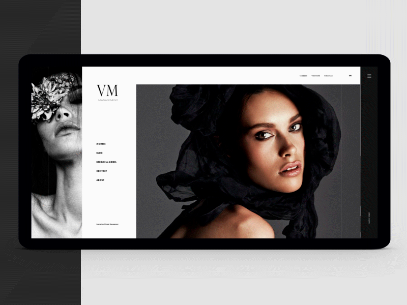 VM model management design fashion interface minimal model modern shot ui web website