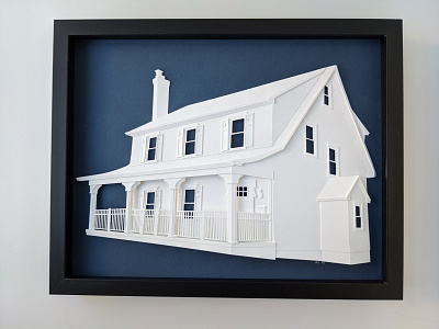 Custom 3D paper house portrait home house house portrait paper paperart papercraft