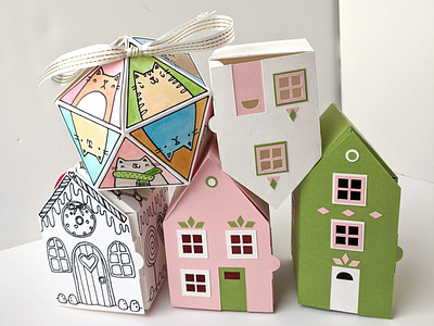 Assortment of assembled paper crafting kits craft kit paper art papercraft tiny house