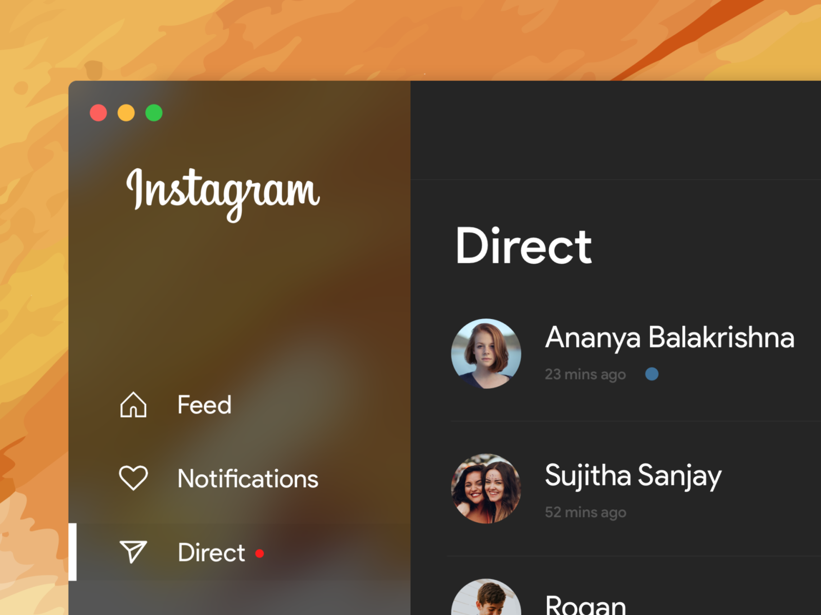 instagram chat for mac