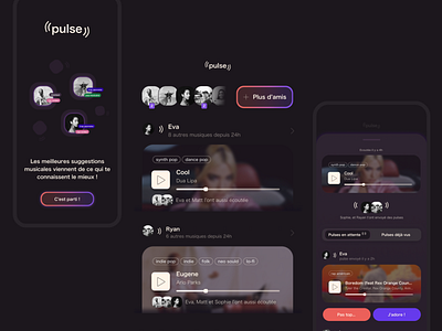 Pulse: another social network, but based on music mobile mobile app social network ui ux