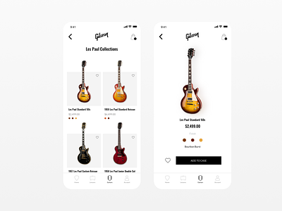 Guitar App - Gibson app app design design gibson guitar guitar pick guitarist guitars les paul ui ux