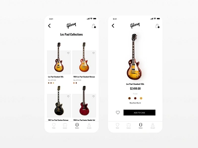 Guitar App - Gibson app app design design gibson guitar guitar pick guitarist guitars les paul ui ux