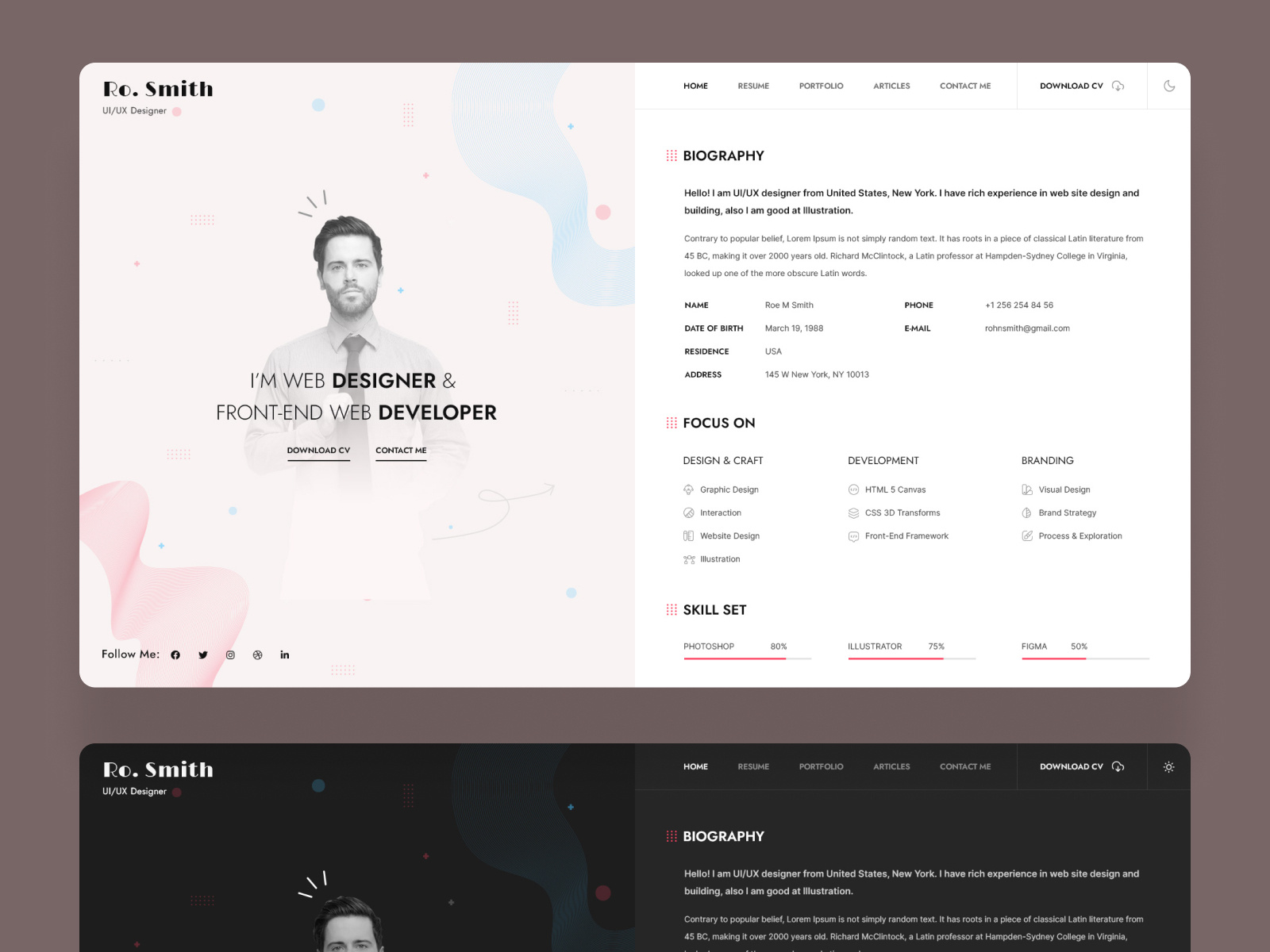 Resume / CV Template by UIgigs on Dribbble