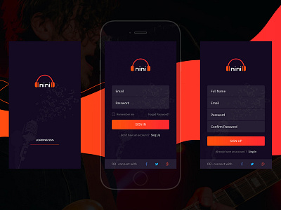 Musical Apps Login Screen app gradient login music musical apps signup ui