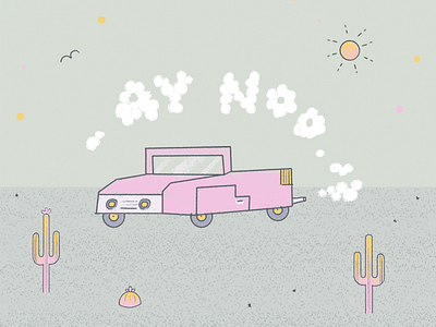 ¡Contaminación nooo! cactus car cute desert humo letters pink rosa sun