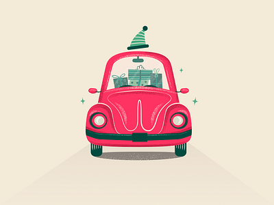 Sparkling VW car christmas gifts green illustration navidad noise regalo rojo sparkle star vw wheel