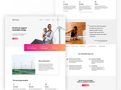 Clean Power Landing Page clean power design landing page layout marketing solar typography wind power