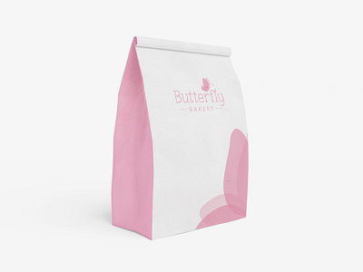 Butterfly Bakery Bag Design bakery branding clean corporate design identity logo logo design minimalist pink redesign. typography