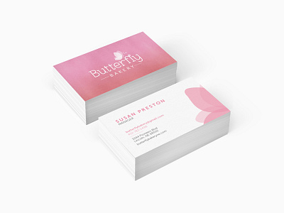 Butterfly Bakery Business Card Design bakery branding business card clean corporate design identity logo minimalist pink redesign. typography