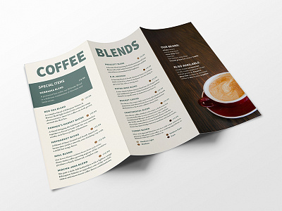 Coffee House Trifold Brochure Design brochure coffee concept design layout marketing menu minimal trifold typography.