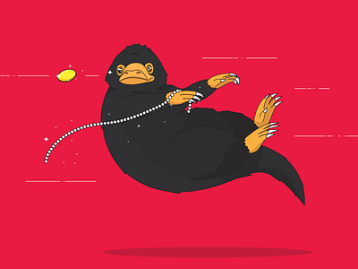 Hello Dribbble character design design fan art fantastic beasts illustration niffler potterhead sriti chamola vector