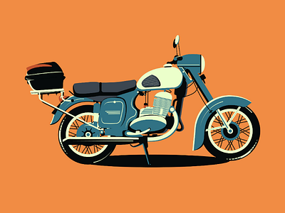 Retro Bike art design illustration jawaart motorcycle