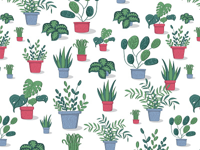 Potted Plants Pattern art botanical design illustration nature vector
