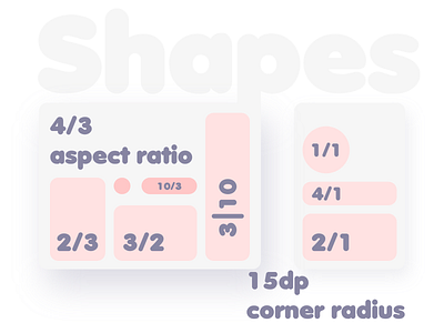 Shapes — Design system basics #2 abstraction adobexd aspect basic shapes basics design design system minimal pastel pastel colors pink proportions ratio ratios rounded corners shapes simple style guide styleguide ui