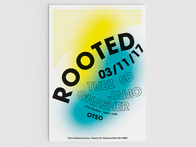 Rooted Huddersfield Poster abstract branding design experimental expressive flyer music poster type typographic typographie typography