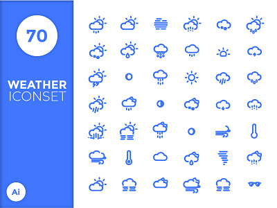 Weather Icon Set cloud flat icon icons kit moon pack pictograph set snow sun weather