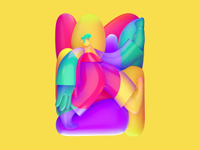 Merging 3d big hand c4d character character design colors illustration proportion shadow square