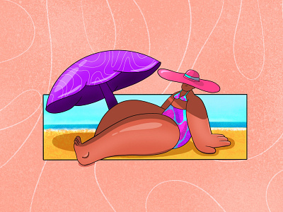 Chill about life bathsuit beach cartoon character color colors design girl illustration legs sea umbrella watersuit
