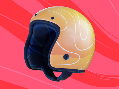 Cute helmet 3d c4d character color design helmet illustration motorbike motorcycle