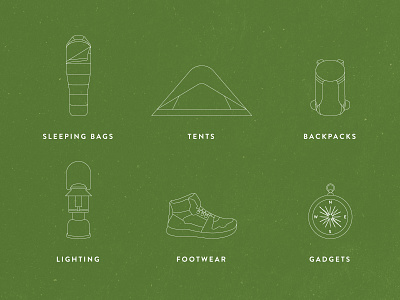Camping Icons adobe illustrator backpacks camping design gear graphic design icons illustration illustrator outdoors outside sleepingbag tent tents vector