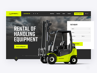 Handling equipment rental website clean corporate equipment form handling interface rental ui web webdesign