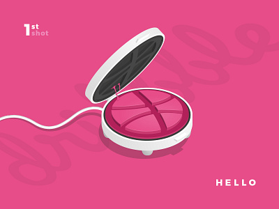 Hello Dribbble! debut first hello dribbble illustration invitation invite shot waffle maker