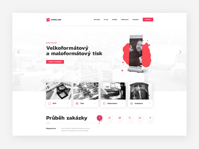 Print company homepage animation clean gif gradient motion print ui ux webdesign