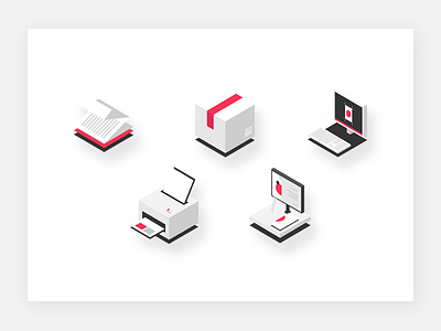 Isometric icons brand dtp icons illustration isometric print simple ui web