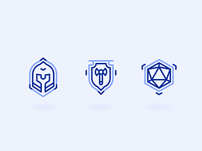 Outline Monochrome Icons for a Client 2d blue border demiplane dice dungeons and dragons helmet icon icon set kngiht line lineal monochrome outline set stroke sword ui