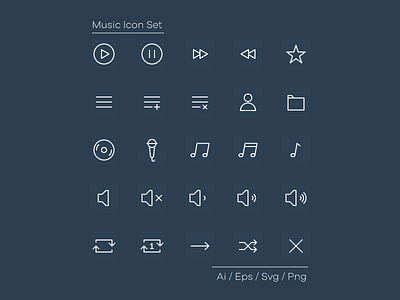 Music Icon Set Freebie free freebie icon illustration illustrator line music pack set