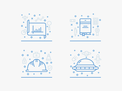 Monochrome Icons 3/3 2d blue flat icon illustration line monochrome one color outline set stroke ufo