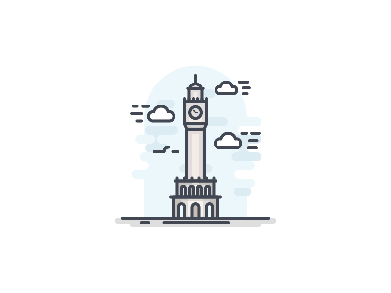 Izmir Landmark - Clock Tower 2d animation colored flat gif icon izmir landmark monument outline scenery turkey