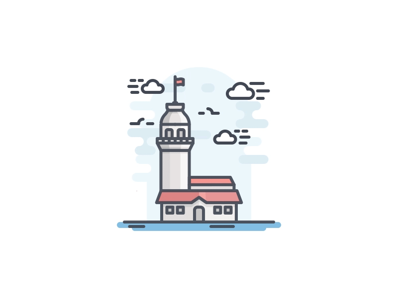 Istanbul Landmark - Maiden's Tower 2d animation colored flat gif icon istanbul landmark monument outline scenery turkey