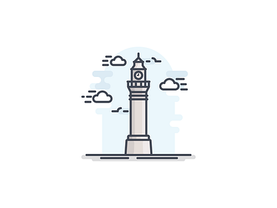 Samsun Landmark - Clock Tower animation clock tower colored flat icon landmark monument outline samsun scenery turkey