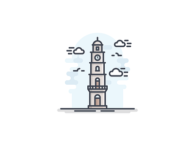 Canakkale Landmark - Clock Tower 2d canakkale clock tower colored flat icon landmark monument outline scenery turkey