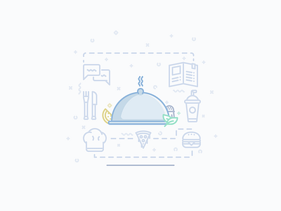 Food Illustration/Icons 2d food icon illustration line outline restaurant