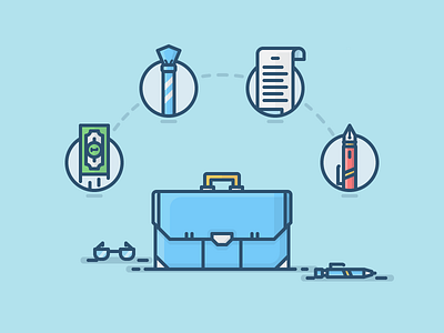 Business Illustration 2d briefcase business colored finance icon illustration money outline