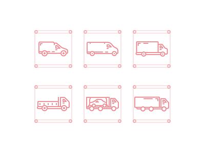 Vehicle Icons 2d car freteman icon iconography illustration line outline truck vehicle