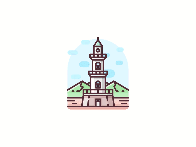 Bolu Landmark - Goynuk Clock Tower 2d animation bolu clock gif icon illustration landmark monument outline scenery tower