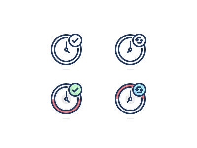 Time Icons 2d clock colored icon illustration line outline stroke time