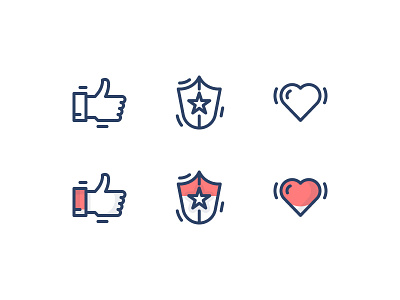 Small "Why Us" Icons 2d colored easy heart icon illustration line outline reliable stroke why us