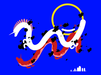 Two Dragons animal character digital dragon flat graphic illustration magic pollution vector