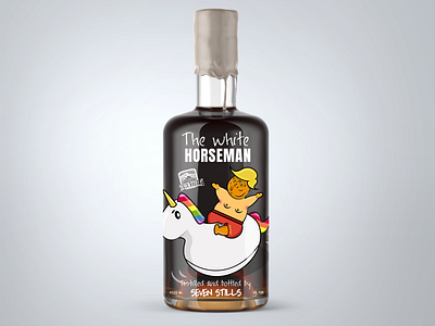 White Horseman Whiskey alcohol design bottle design branding illustrator label design summer party trump unicorn whiskey