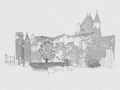 Château Sentout ~ Tabanac, Southwestern France architecture building building illustration château illustration illustrator