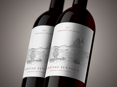 Château Sentout ~ Wine Bottle Mock Up illustration illustrator wine wine bottle wine branding wine label wine label design wine mock up