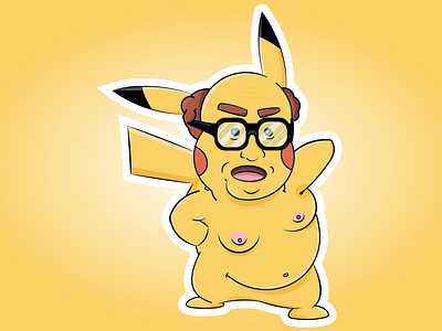 Danny Depiko danny devito detective pikachu pikachu pokemon sticker design stickermule