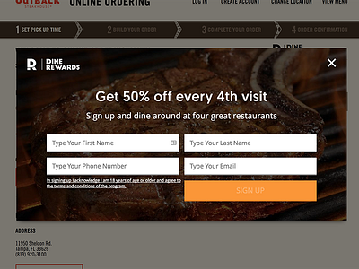 Outback Steakhouse Dine Rewards Interstitial