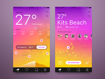 Places App - Afternoon app colors for hire interface map ui ux vancouver weather