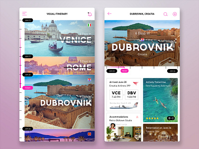 Travel App Visual Itinerary app europe for hire interface itinerary site travel trip ui ux vancouver web